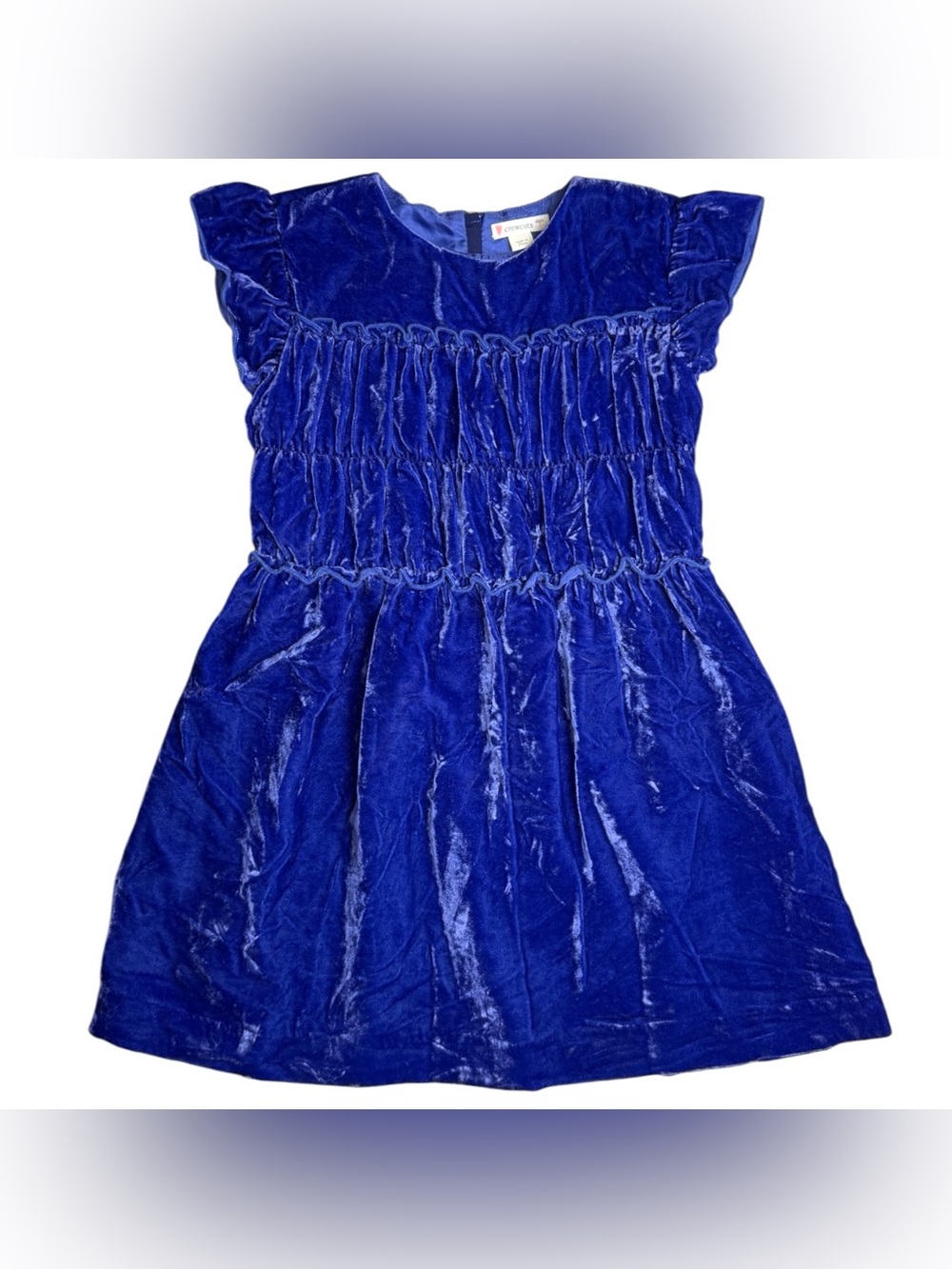 Crewcuts Velvet Rouched Dress Blue 7
